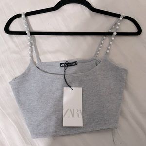 Zara pearl crop top
